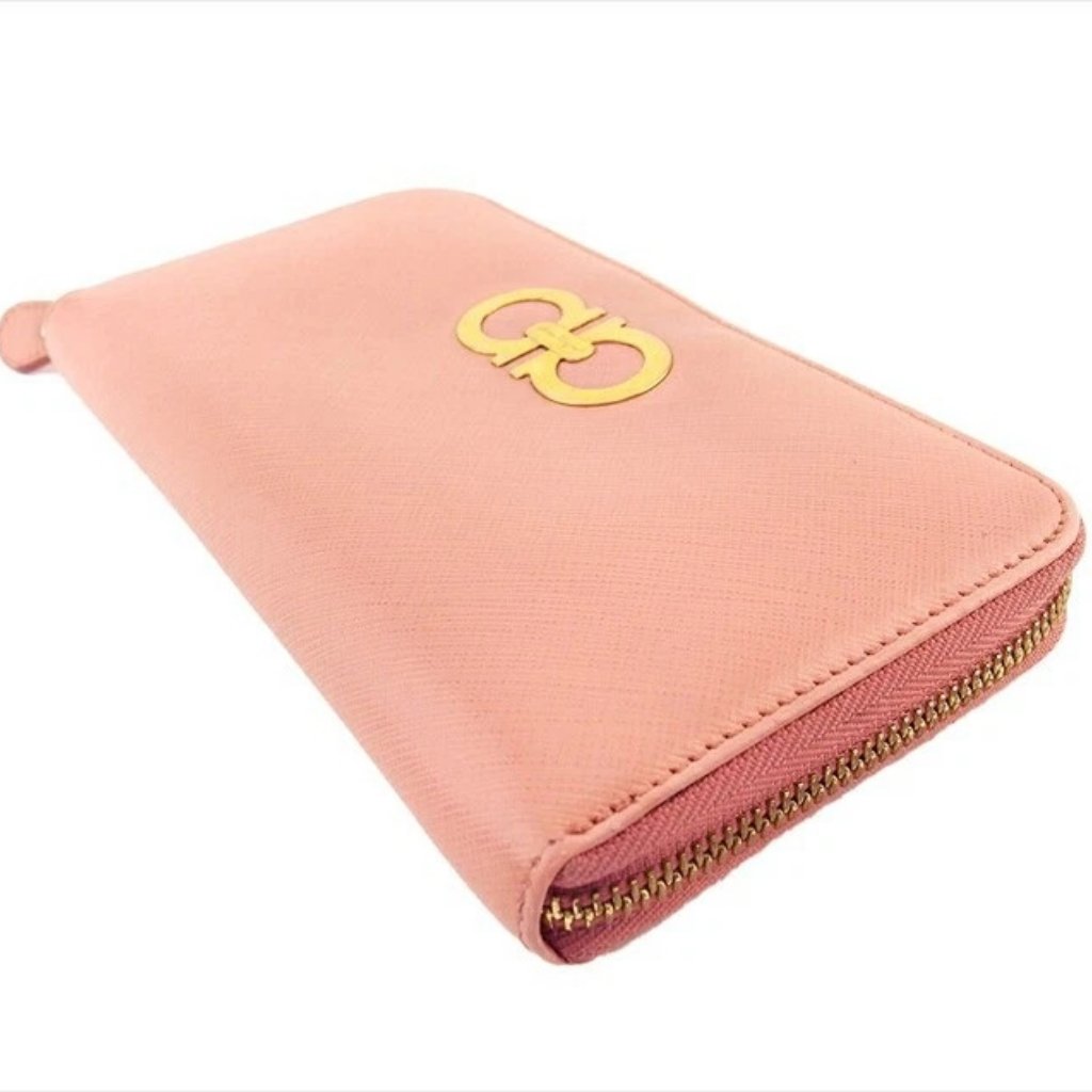 Salvatore Ferragamo Purse Pink Gold Women Authentic Secondhand